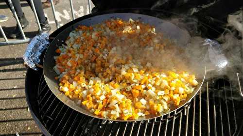 Verrines de purée de chataignes, légumes de saison, et agneau pané