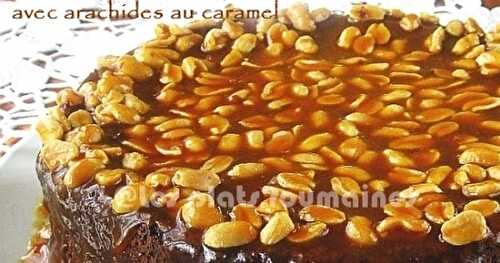 Gâteau brownie avec arachides au caramel