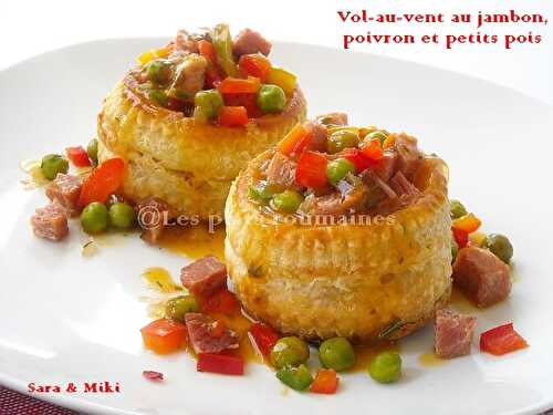 Vol-au-vent au jambon, poivron et petits pois