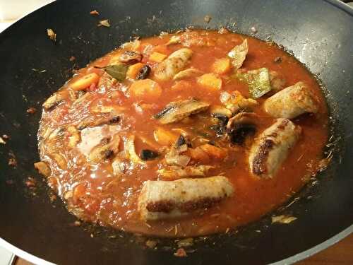 Cocotte de saucisses tomates - Les ptits plats de Laure