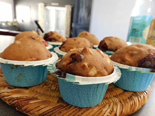 Muffins pomme-chocolat (sans gluten, lait animal, oeuf, arachide, pois. Possible sans soja, maïs et fruits à coques)