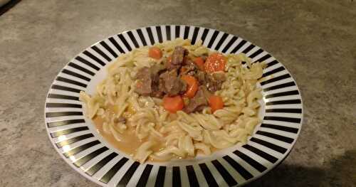 BOEUF STROGANOFF AUX POIVRONS ET CAROTTES 