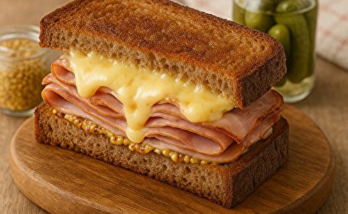 SANDWICH CHAUD AU JAMBON ET PAIN DE SEIGLE