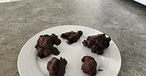 BOUCHÉES CROQUANTES DE BLEUETS AU CHOCOLAT 70 % (VERSION SIMPLIFIÉE, SANS BAIN-MARIE)