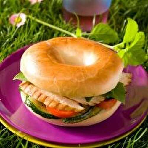 Bagels garnis poulet-courgettes