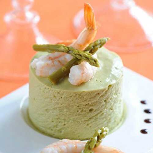 Bavarois aux asperges et aux crevettes