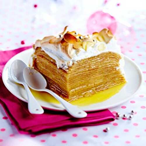 Gâteau de crêpes au citron meringué