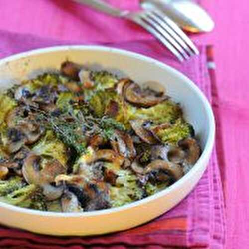 Gratin de brocoli aux champignons