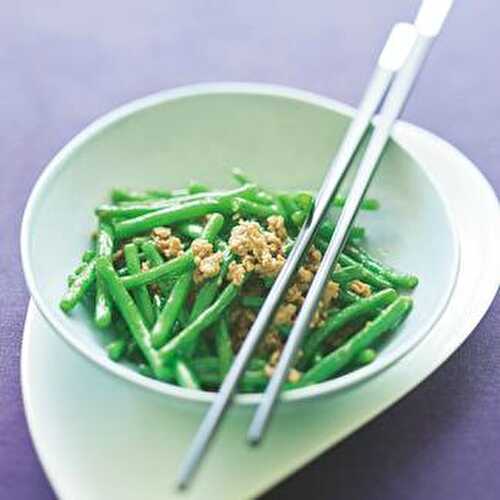 Haricots verts sautés et émincés de porc