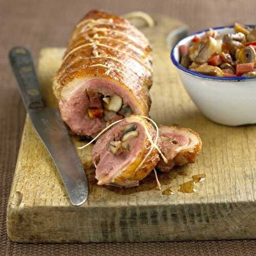 Magret de canard farci aux champignons et jambon de Bayonne