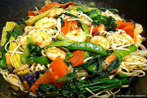 Crevettes au Paprika et Pâtes Chinoises au Wok