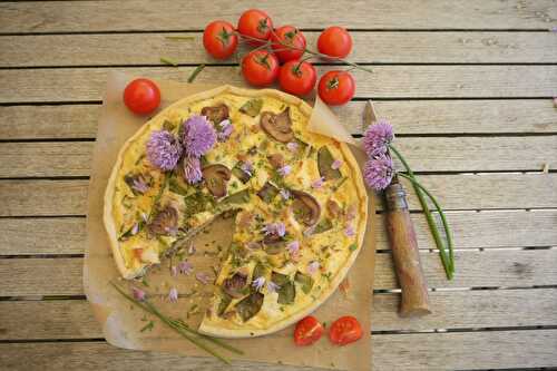 Tarte aux Poulet Rôti, Pois Gourmands et Champignons