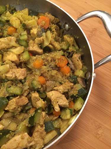 Curry de légumes, filet de poulet fermier