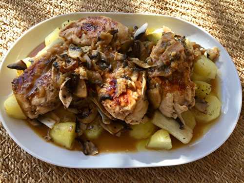 Filets de poulet sauce au vin blanc et portobello - Les recettes de Mumu