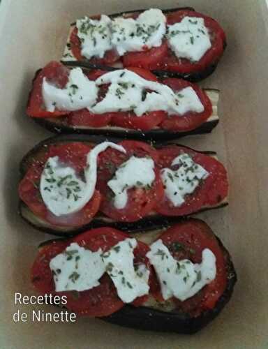 Aubergines tomates mozza au micro-ondes WW