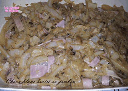 Chou blanc braisé au jambon