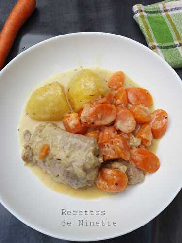 Cuisse de dinde sauce moutarde avec carottes et pommes de terre avec ou sans cookéo  - Les recettes de Ninette