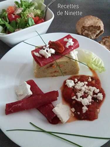 Flan de courgettes et semoule aux tomates séchées, cuisson micro-ondes