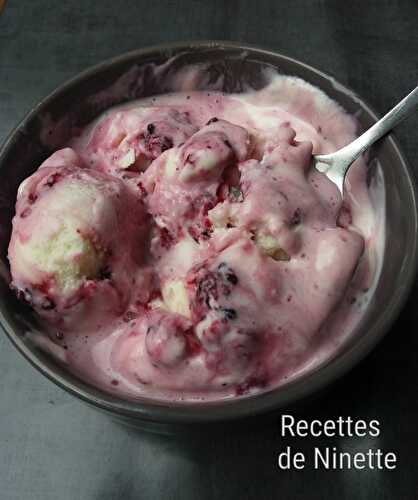 Glace au yaourt et traînées de fruits rouges