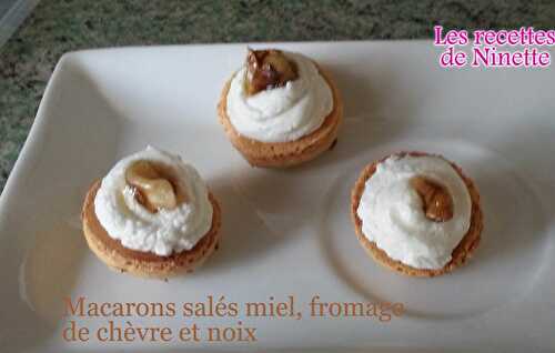 Macarons salés miel, fromage de chèvre et noix