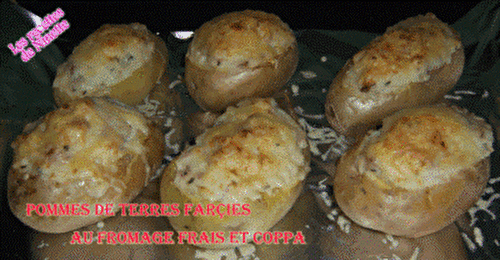 Pommes de terre farcies au fromage frais et coppa