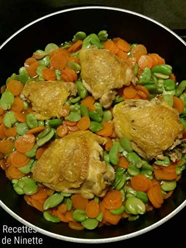 Poulet aux carottes et aux fèves