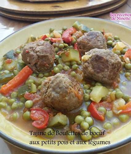 Tajine de boulettes de bœuf aux petits pois et aux légumes