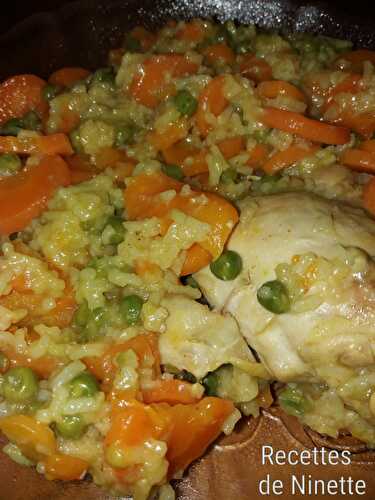 Riz au poulet, carottes et petits pois Cookeo  - Les recettes de Ninette