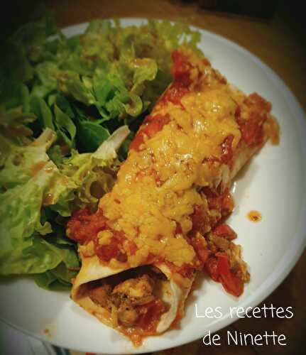 Enchiladas au poulet et poivrons gratinés au cheddar