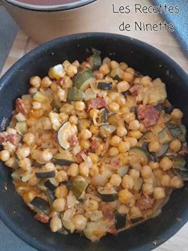 Courgettes au chorizo et pois chiches