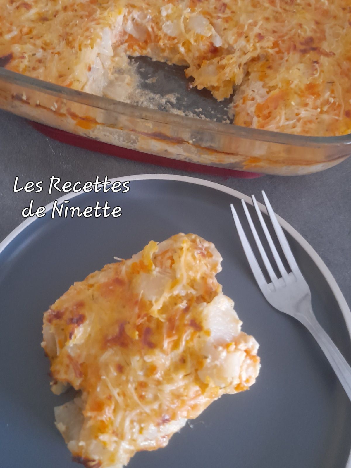 Gratin de navets et patates douces au boursin