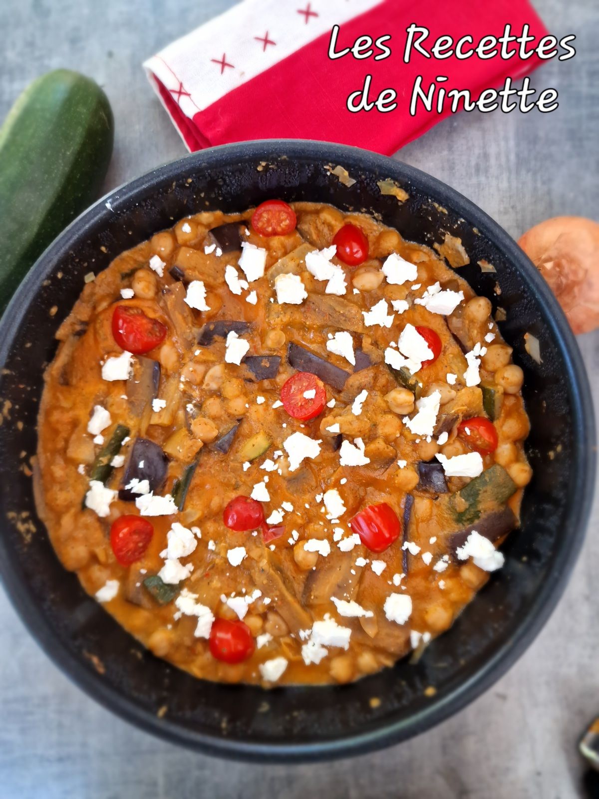 Pois chiches courgettes aubergines sauce légumes 