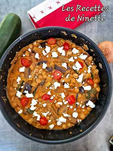Pois chiches courgettes aubergines sauce légumes 