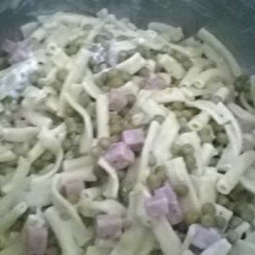 Macaronis petits pois-jambon