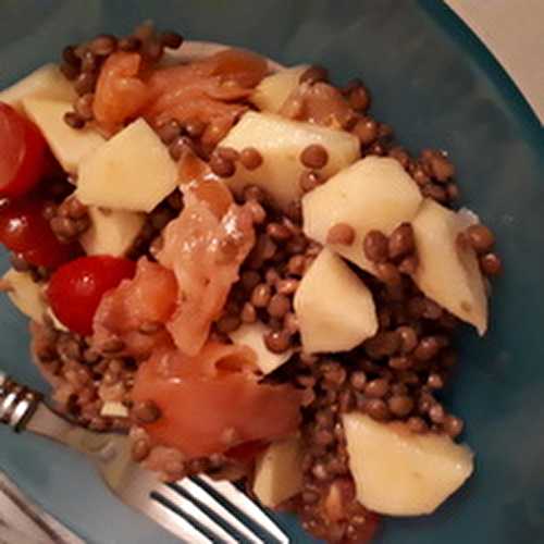 Salade de lentilles au saumon fumé