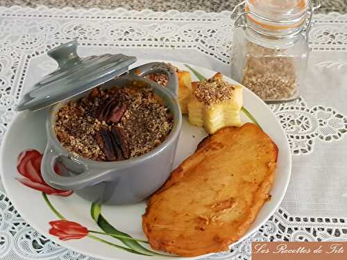 Cassolettes de patate douce et crumble de noix de pécan