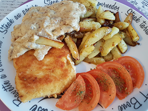 Cordon bleu maison et sauce à la crème et aux champignons