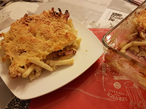 Gratin de macaronis au gorgonzola et gruyère