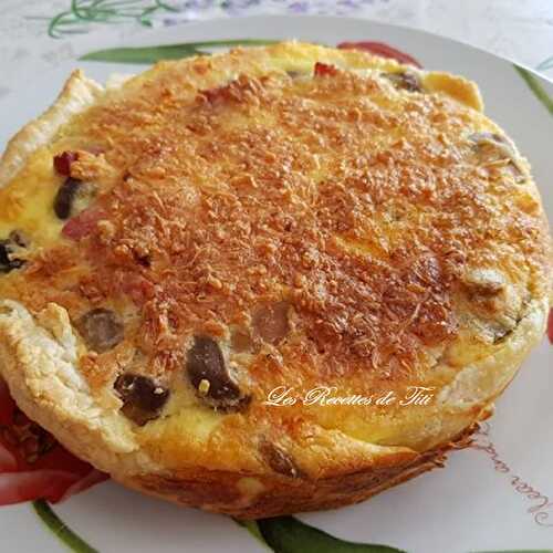 Omelette soufflée aux champignons lardons et fromage