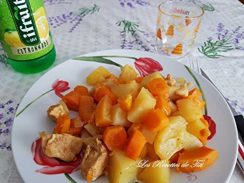 Poulet pommes de terre potiron et carottes au curry