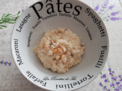 Risotto au saumon fumé et aux crevettes