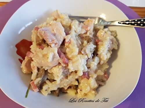 Risotto poulet lardons et champignons au Cookeo