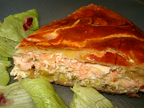 Tourte aux deux saumons et poireaux