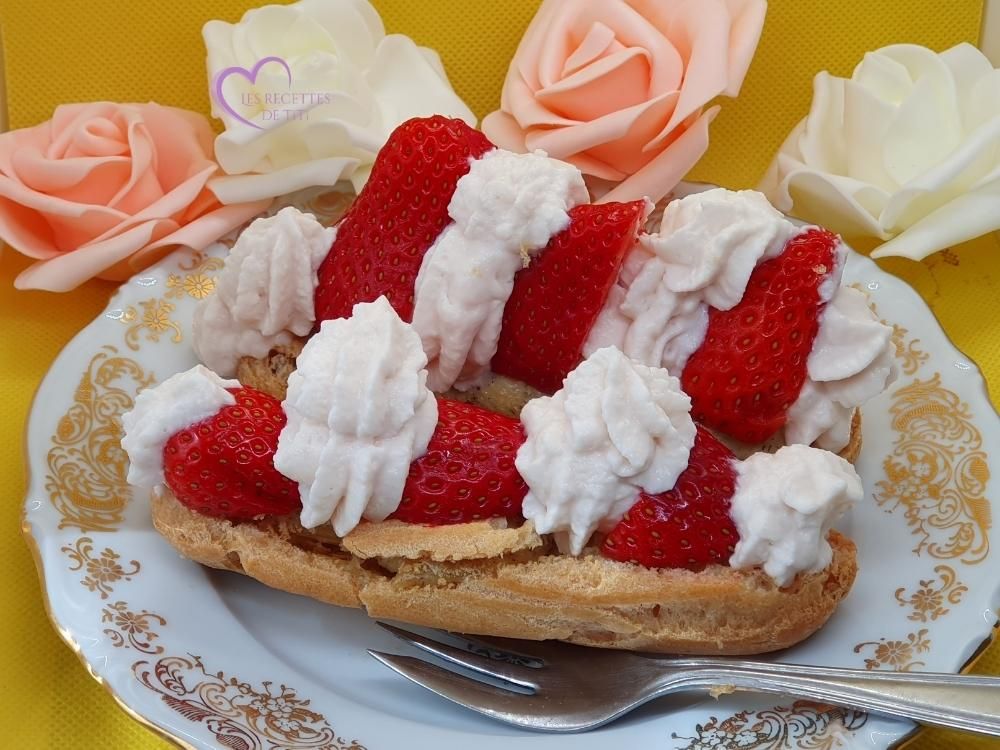 Eclairs vanille fraises et chantilly