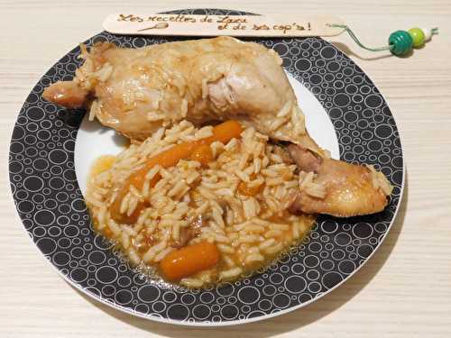 Cuisses de poulet ,carottes ,champignons et riz au cookeo - Les recettes de Zaza .