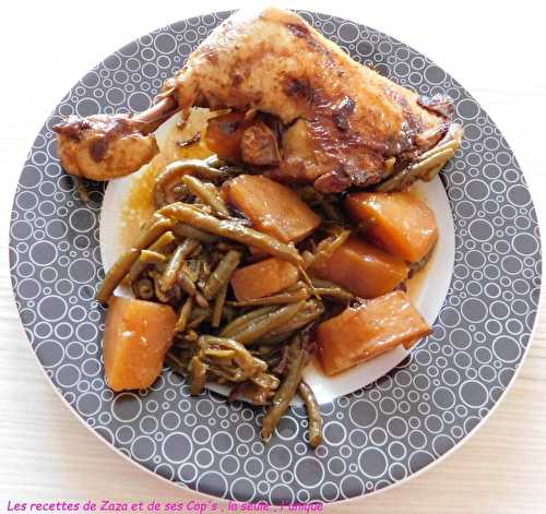 Cuisses de poulet , haricots verts et pommes de terre à l'oignon au Cookeo