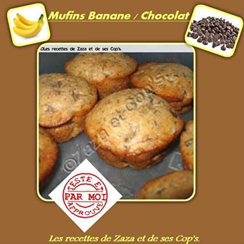 Muffins bananes / chocolat . - Les recettes de Zaza .