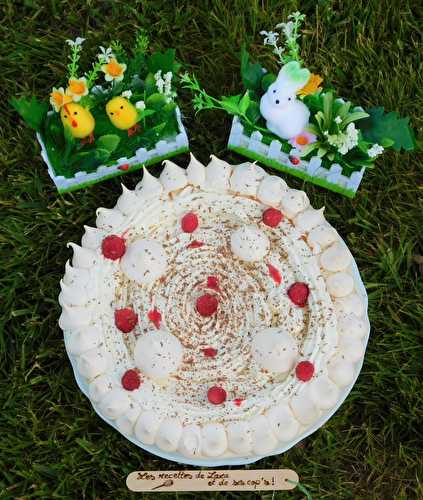 Pavlova aux framboises du jardin et chantilly vanillée