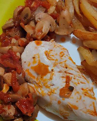 Poulet à la tomate et aux champignons au Cookeo