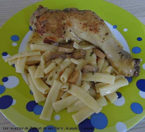 Poulet au vin blanc et champignons